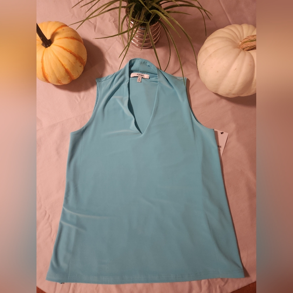 NWT Sympli Sleeveless Top Size 8 Aqua